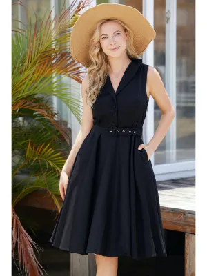 Miss Lulo Jani Fit & Flare Swing Dress Black