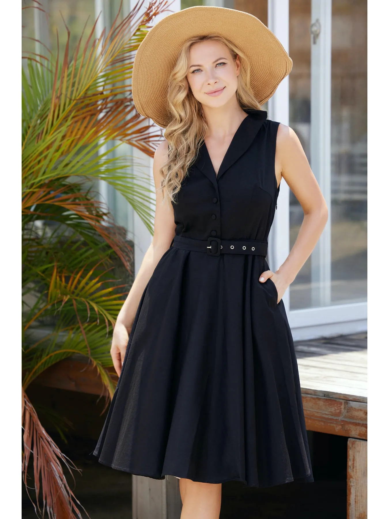 Miss Lulo Jani Fit & Flare Swing Dress Black