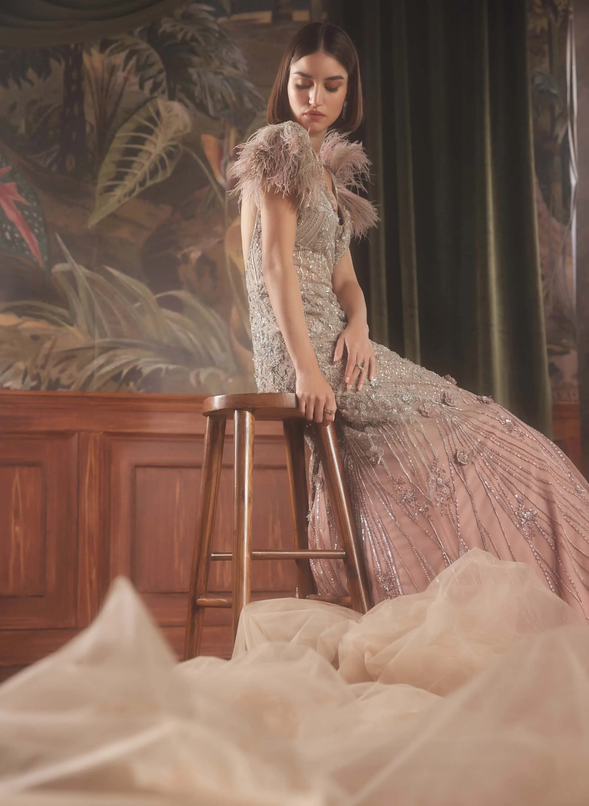Mizar lilac net gown