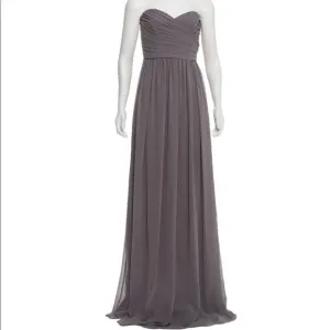 Monique lhuillier gray strapless formal dress