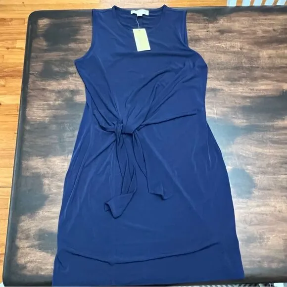 *MUST GO MAKE OFFER* Michael Kors navy blue side tie sleeveless dress size large