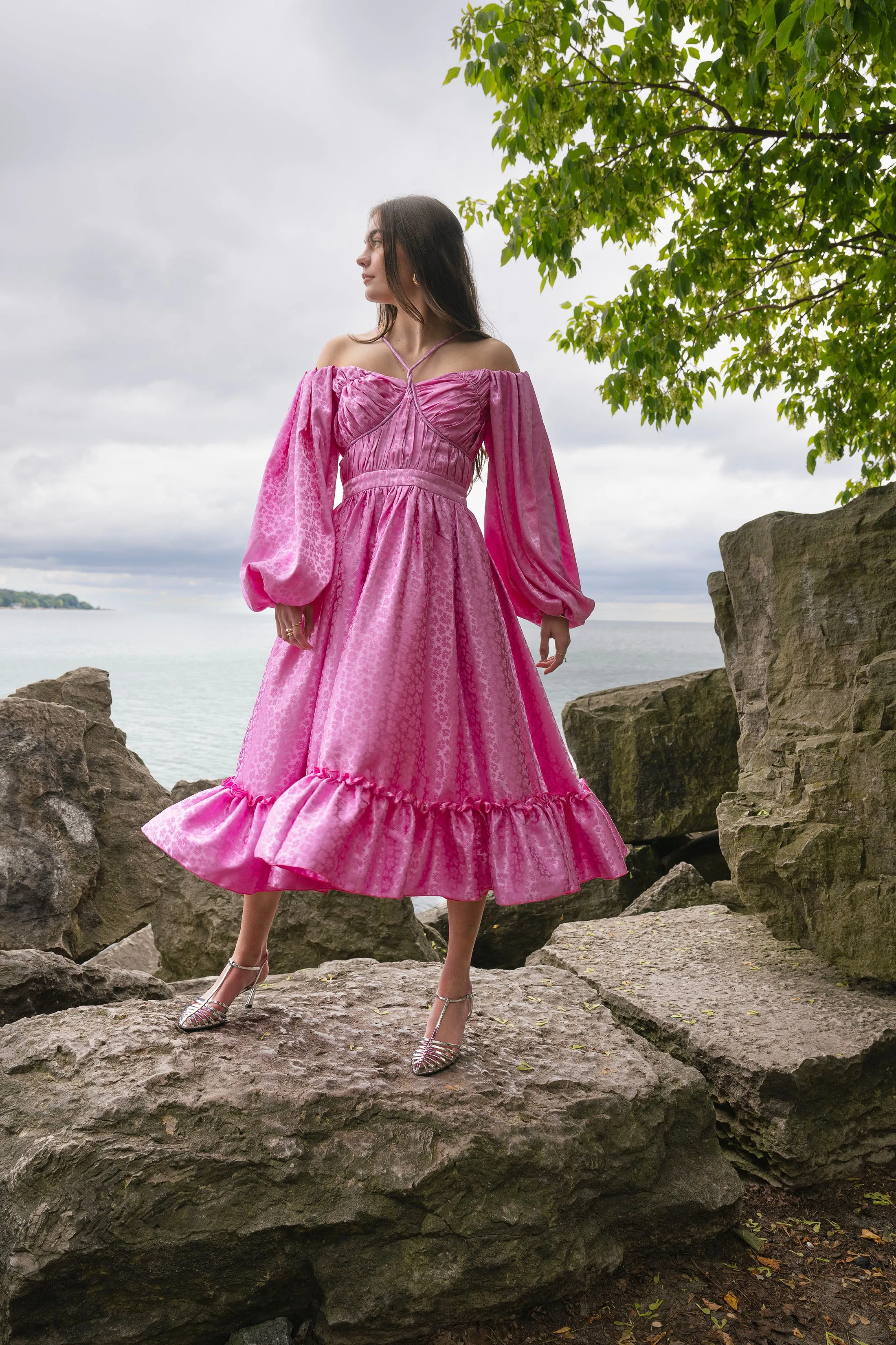 Naia Dress Satin Jaquard