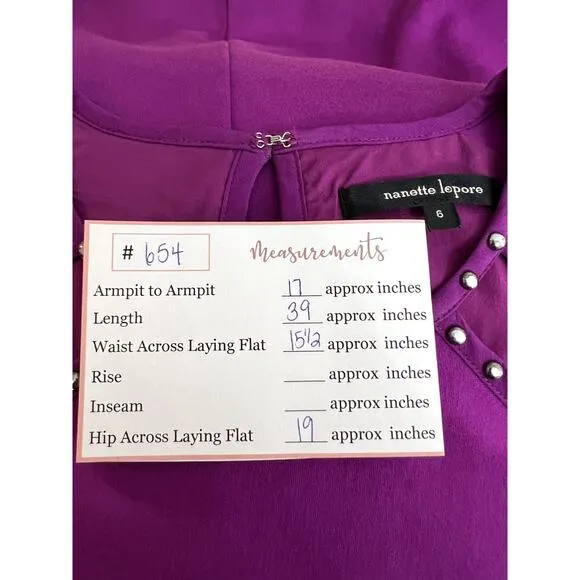 Nanette Lepore Purple Plum Sleeveless Bodycon Sheath Stud Details Midi Dress 6