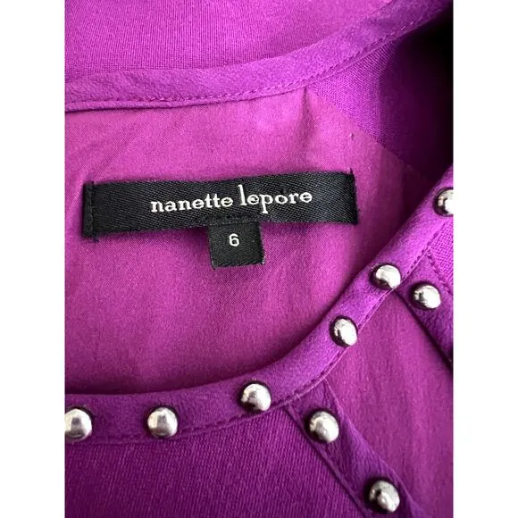 Nanette Lepore Purple Plum Sleeveless Bodycon Sheath Stud Details Midi Dress 6
