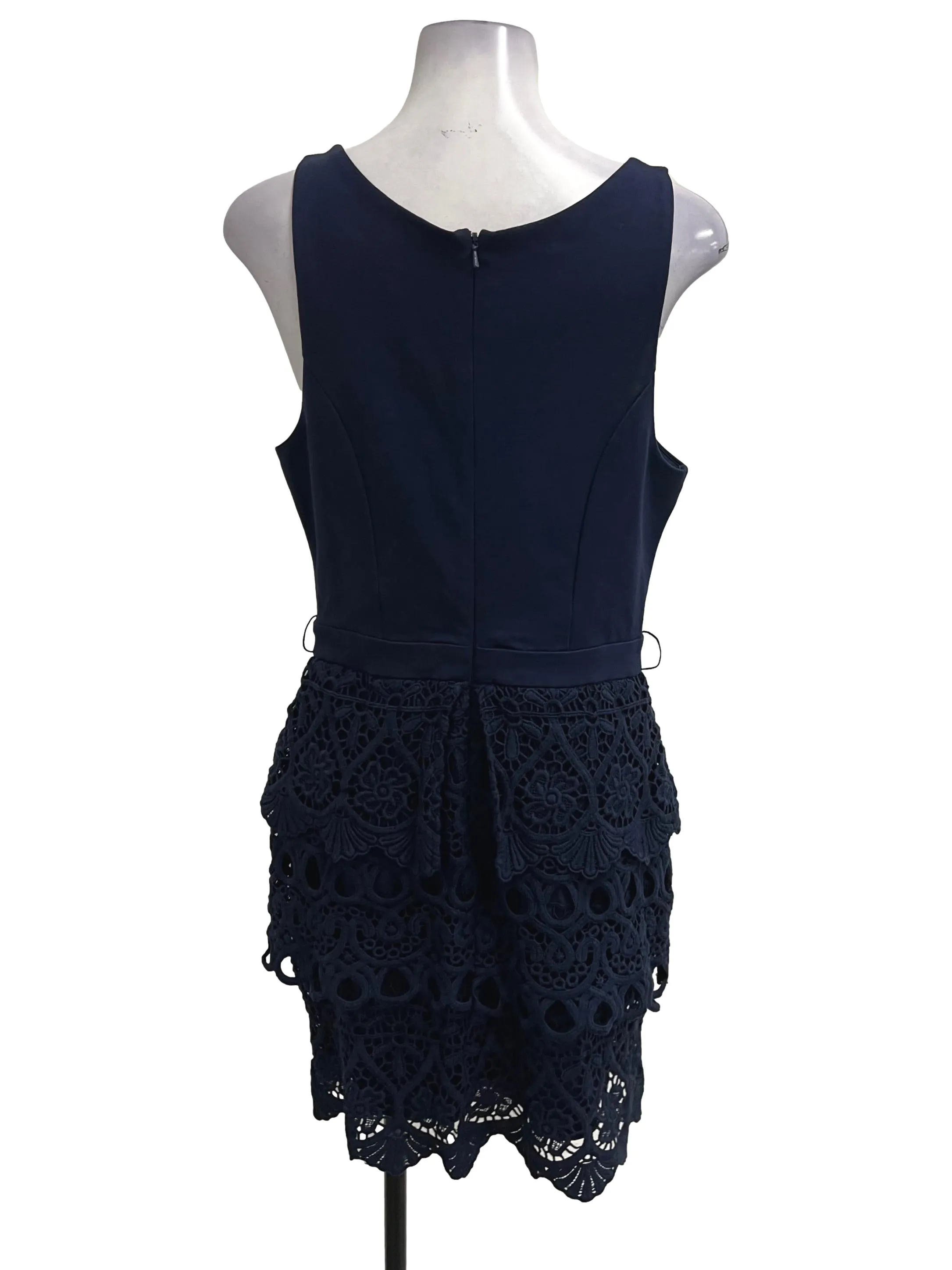 Navy Blue Laced Sheath Dress