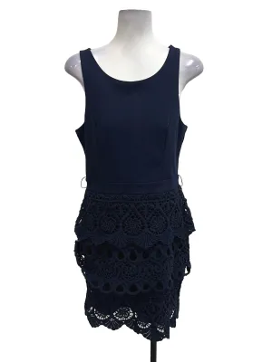 Navy Blue Laced Sheath Dress