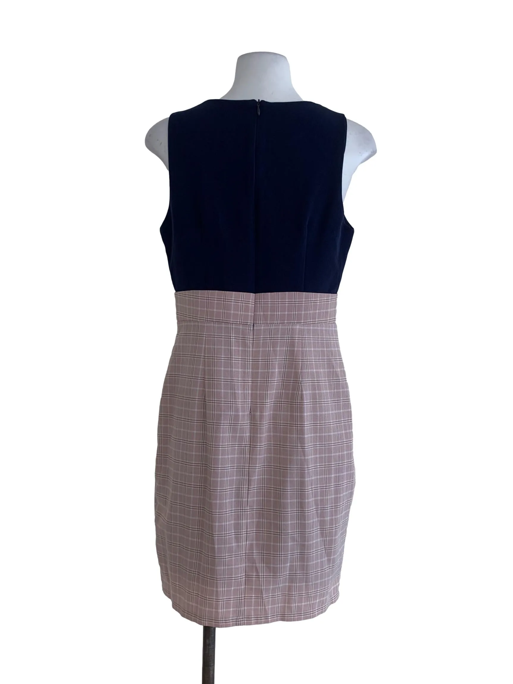 Navy Blue Plain Sheath Dress