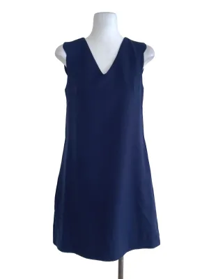 Navy Blue Plain Sheath Dress