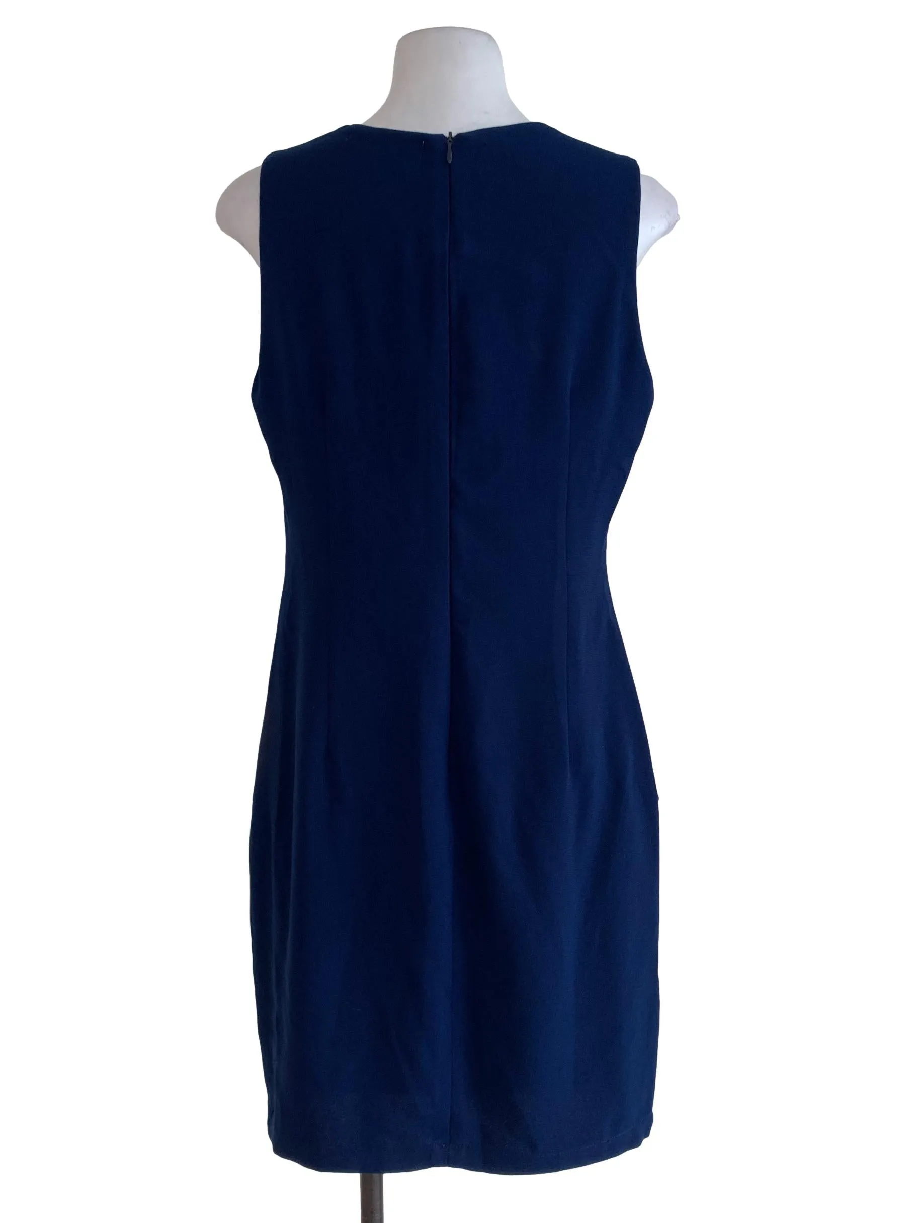 Navy Blue Plain Sheath Dress