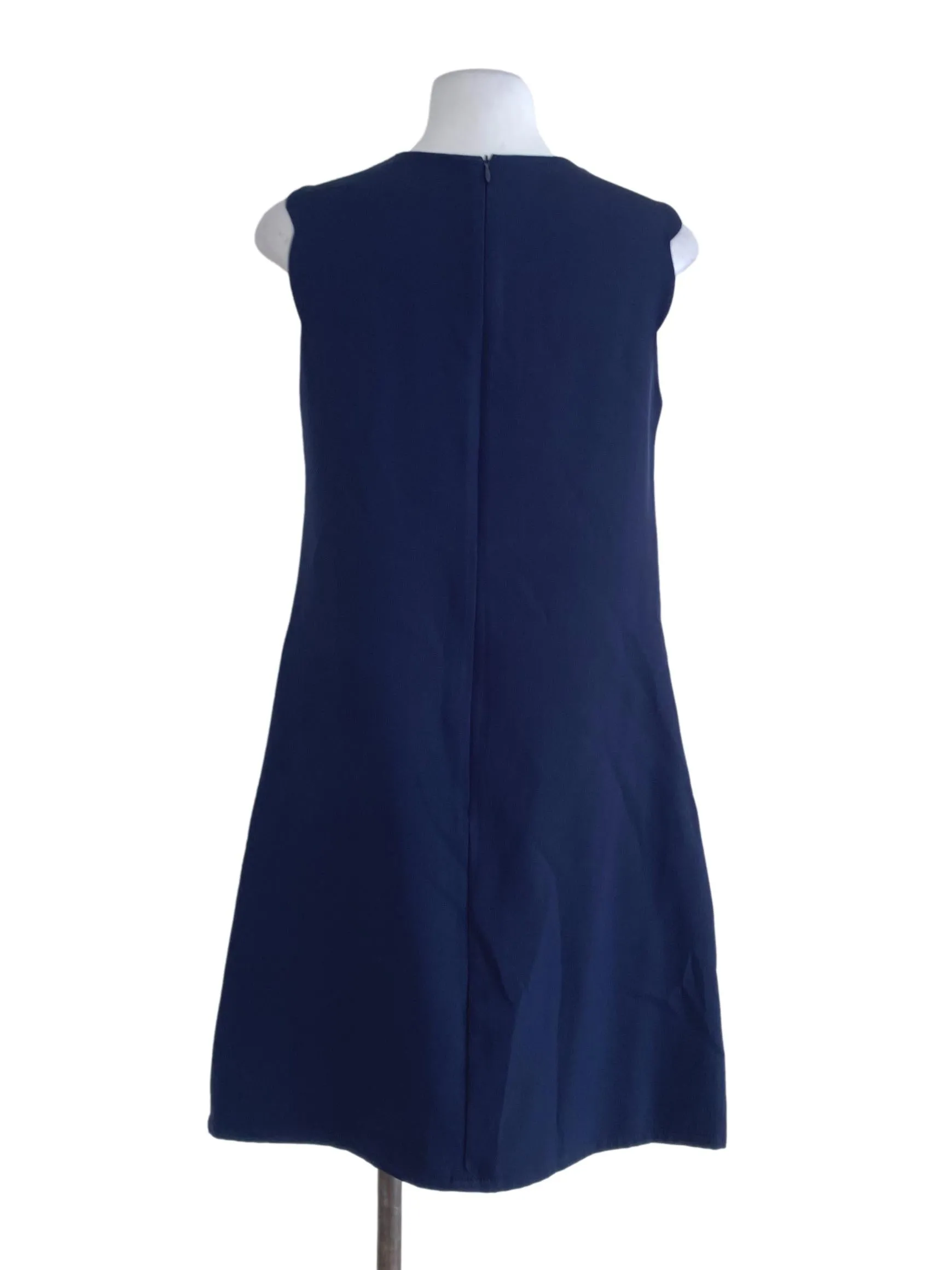 Navy Blue Plain Sheath Dress