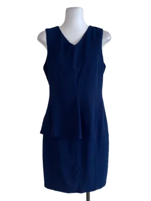 Navy Blue Plain Sheath Dress