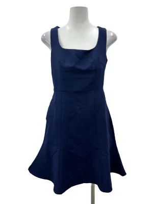 Navy Scoop Neck Flare Dress