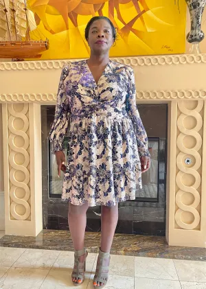 Navy/Gold Floral Mini Dress