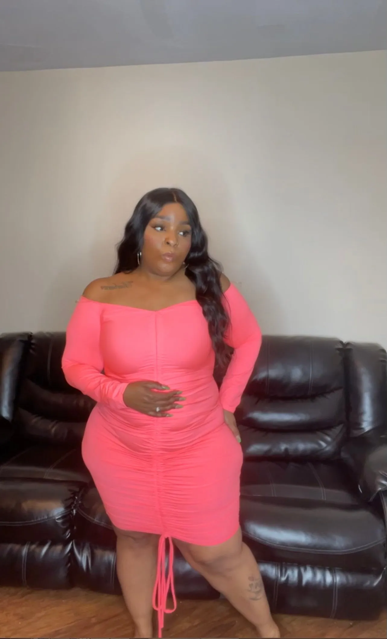 Neon Pink Dream Ruched Dress
