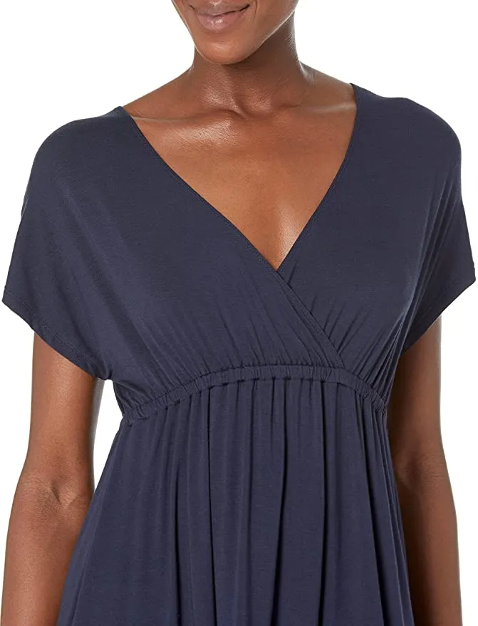New Amazon Essentials Women's Solid Surplice Dress in Navy, sz M