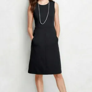 New Lands' End Ponte Sheath Dress, Black, Sz 6! Very Flattering dress with pockets!