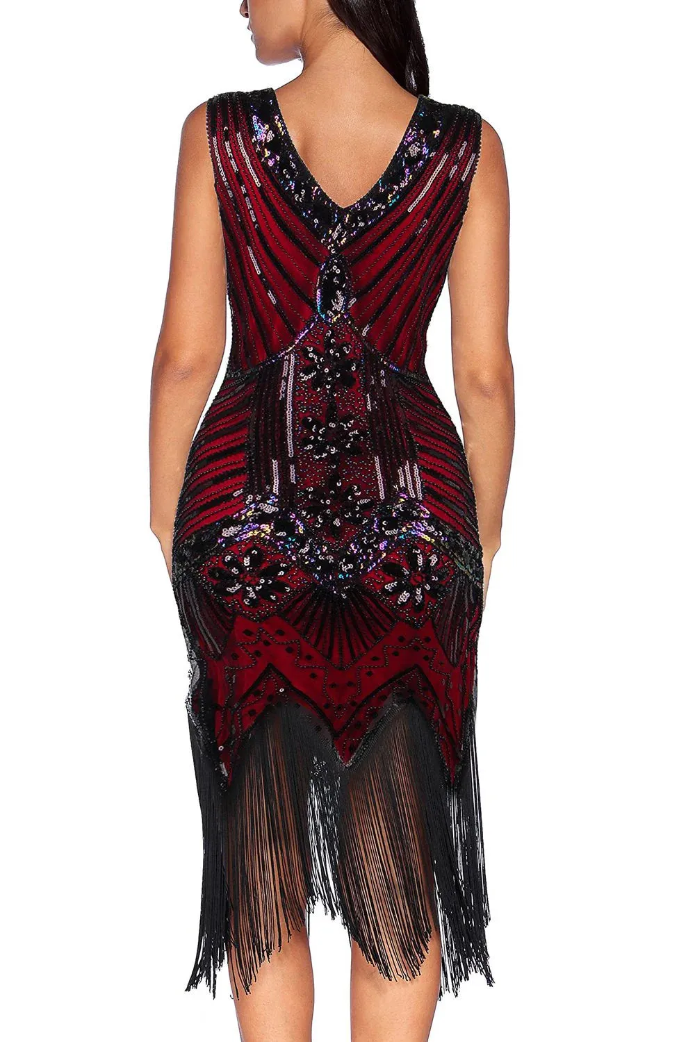 NEW Red Glitter Fringe 1920s Flapper Dress, Sz S, The fabric is comfortable for skin with stretch! Retails $76