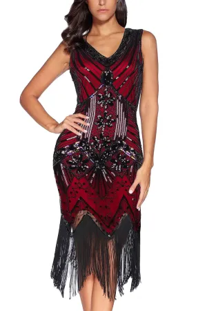 NEW Red Glitter Fringe 1920s Flapper Dress, Sz S, The fabric is comfortable for skin with stretch! Retails $76