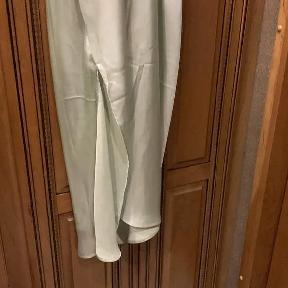 NWOT Free People Sunset Shimmer Satin Midi Slipdress Mint Green Size Medium
