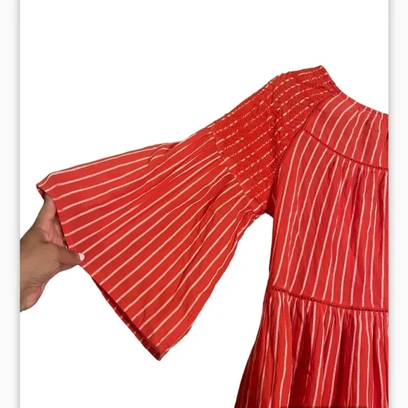 NWT Free People Lola Embroidered Mini Dress, Capri Orange, Size XS