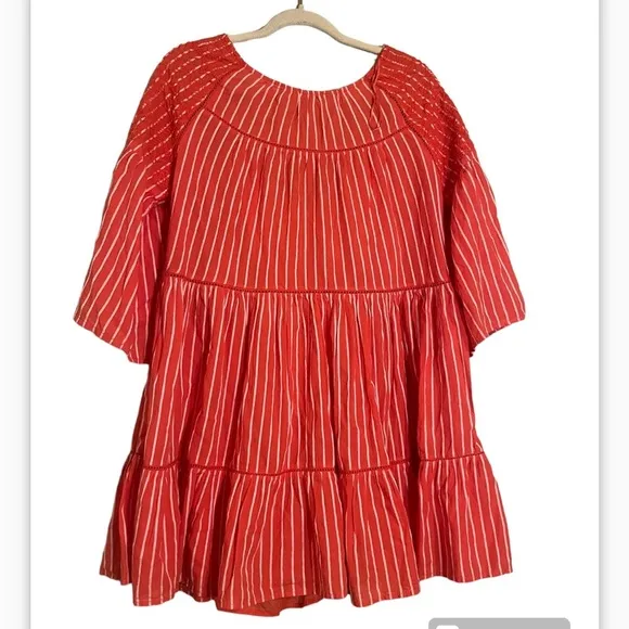 NWT Free People Lola Embroidered Mini Dress, Capri Orange, Size XS