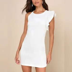 NWT Lulu’s Dinah White One-Shoulder Dress
