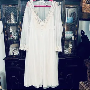 NWT Robe W/Lace Trim &amp; Elegant Silky Long Nightgown W/Lace Inserts Size 2X