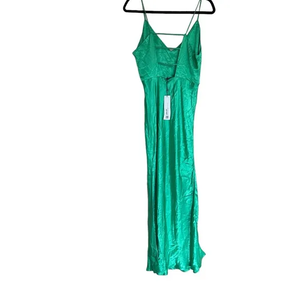NWT ZARA GREEN-GRASS SATIN LINGERIE STYLE DRESS Small 3564/168 BLOGGERS Fave