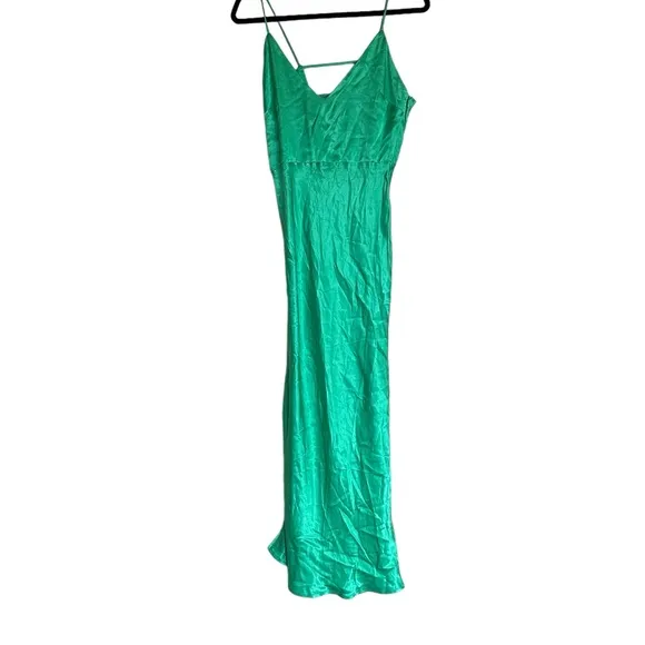 NWT ZARA GREEN-GRASS SATIN LINGERIE STYLE DRESS Small 3564/168 BLOGGERS Fave