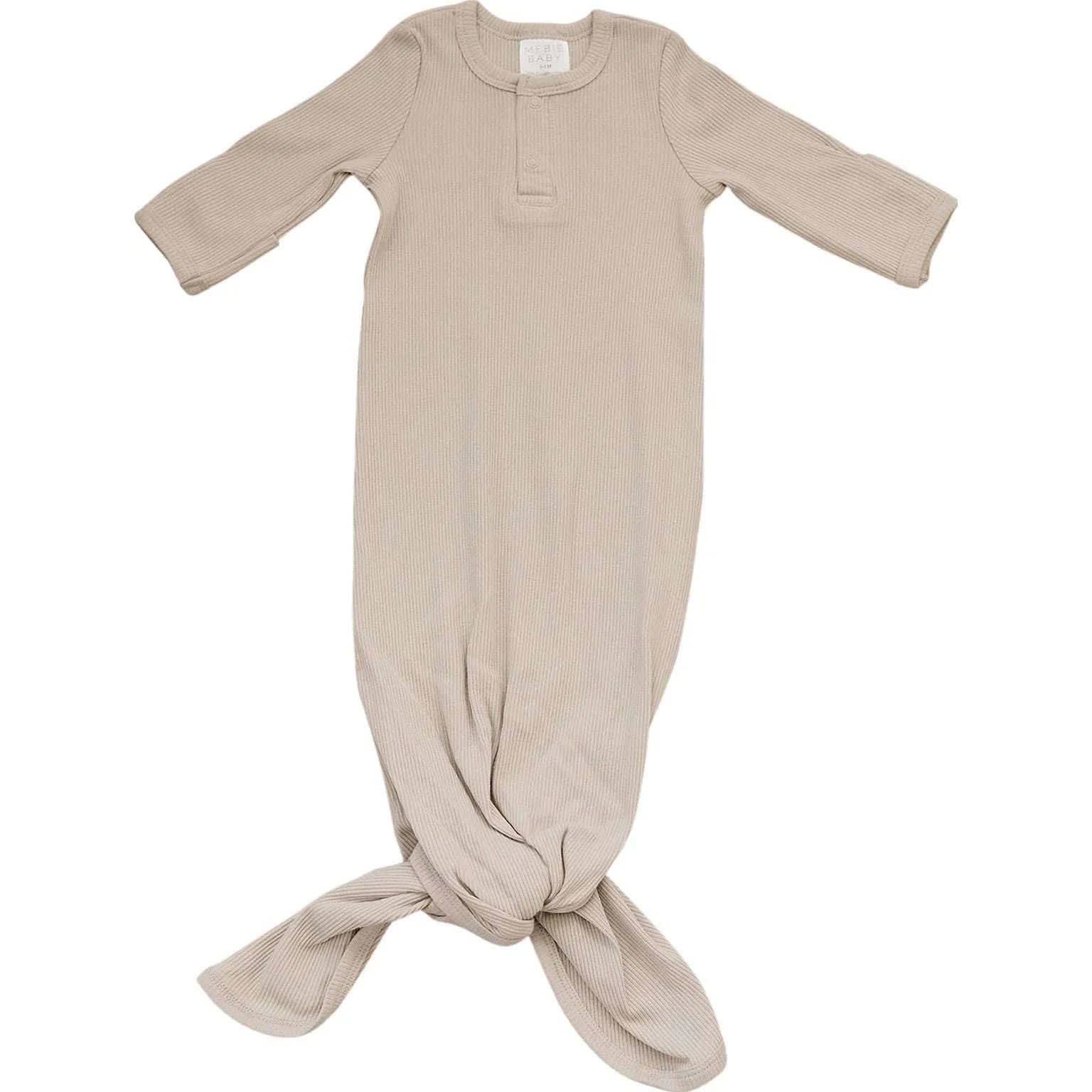 Oatmeal Organic Cotton Ribbed Baby Gown