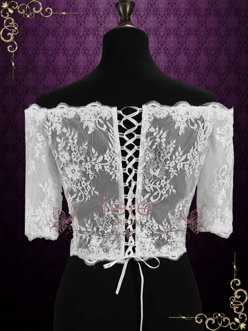 Off Shoulder Lace Shrug with Sleeves SG1006