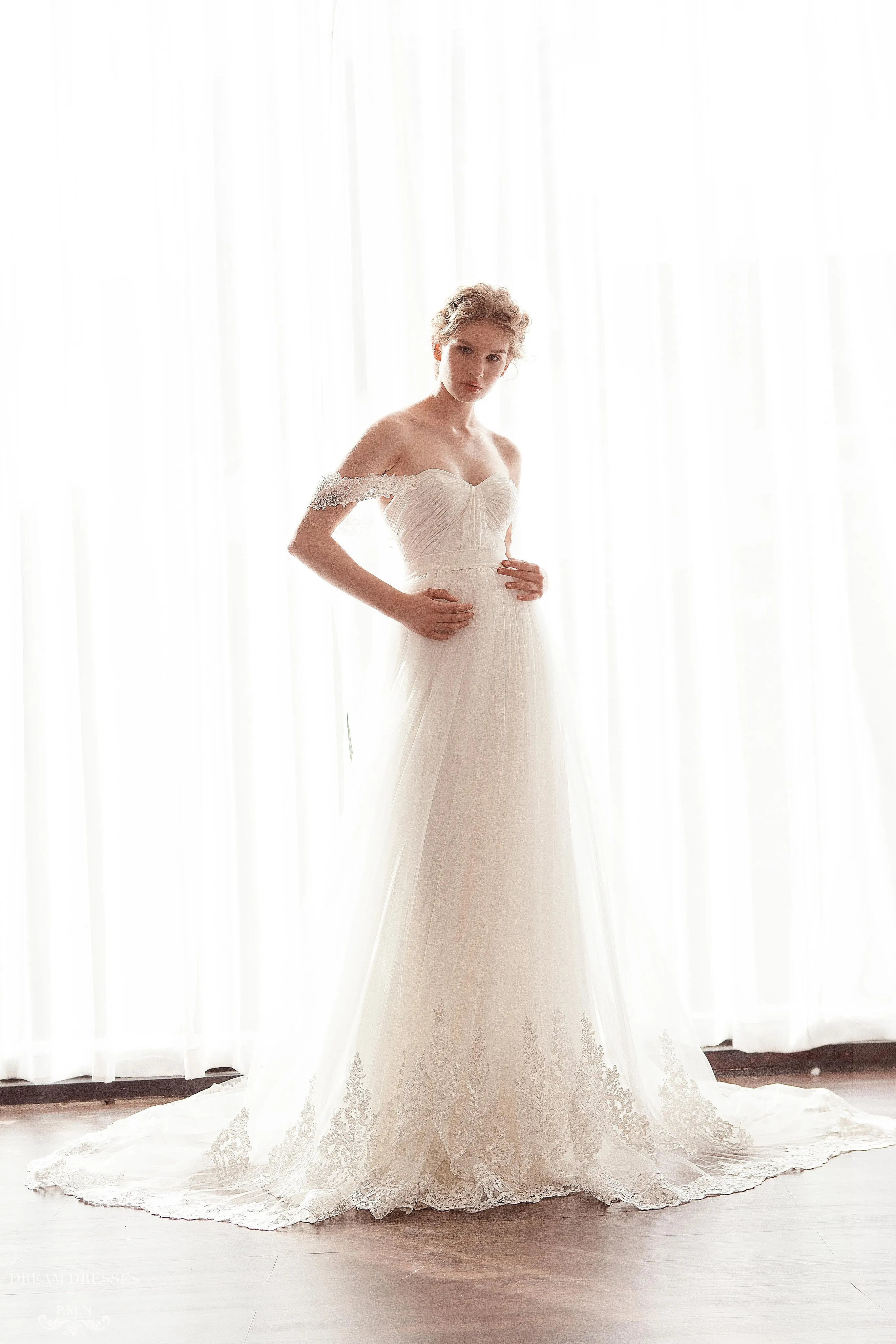 Off The Shoulder Tulle A-Line Gown (#Kiara)