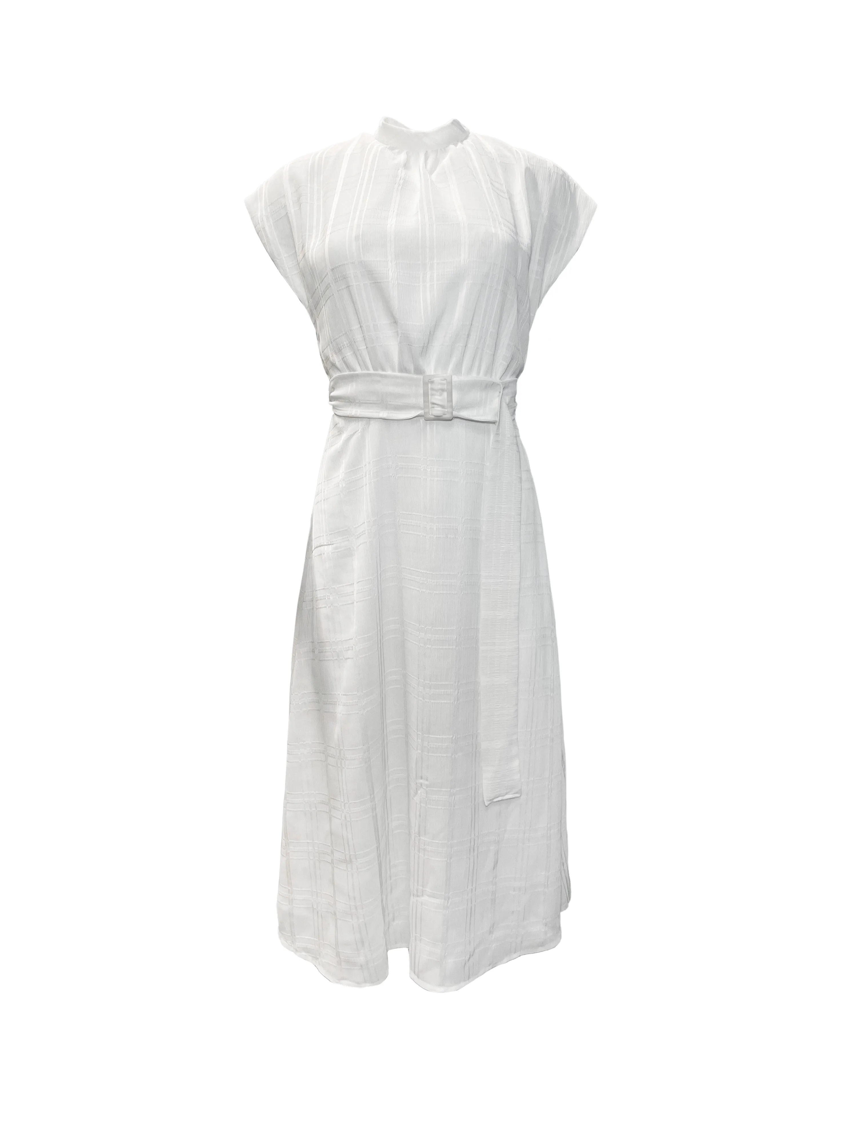 Olga Belted Dress - White