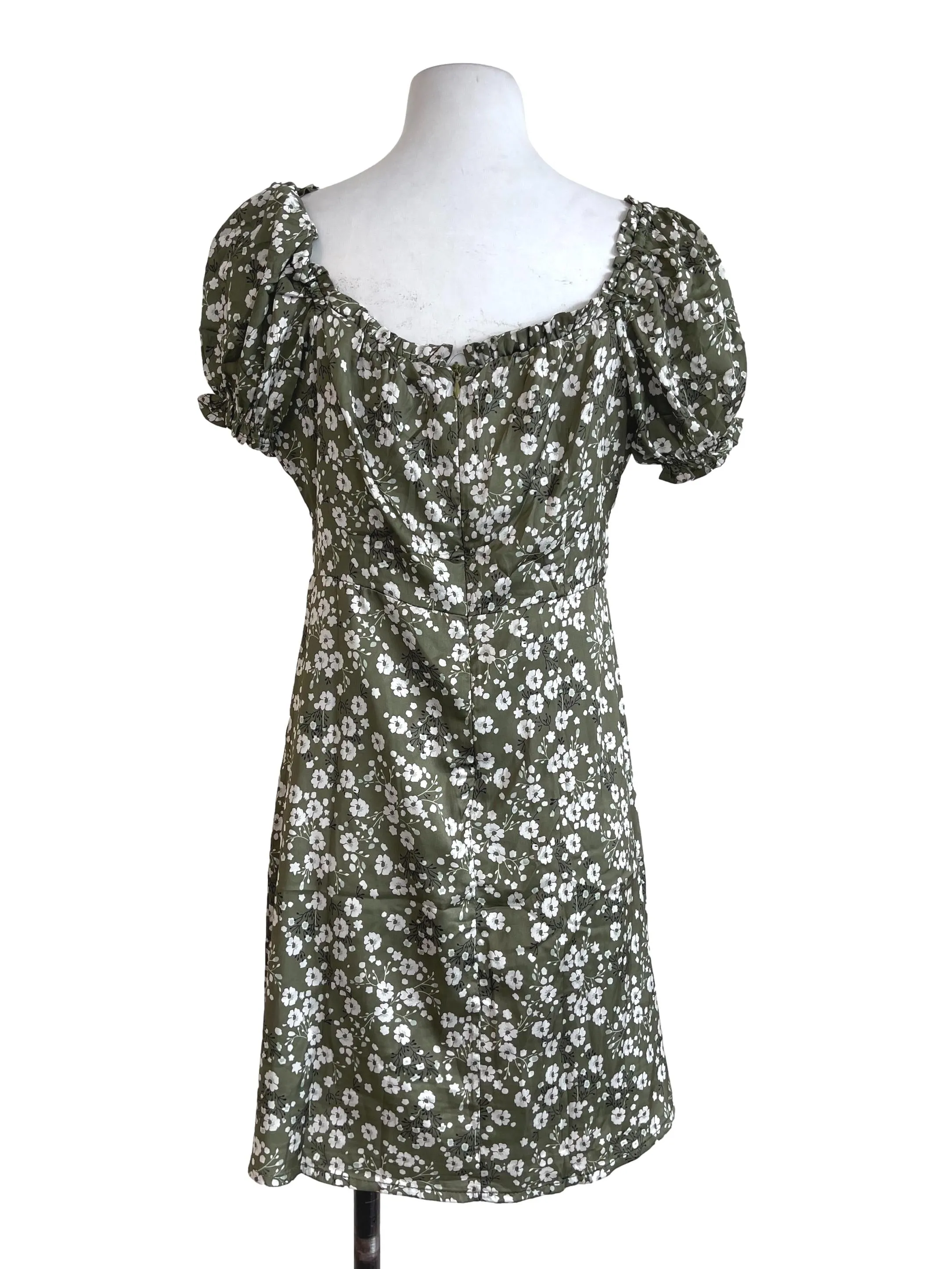 Olive Green Silk Dress