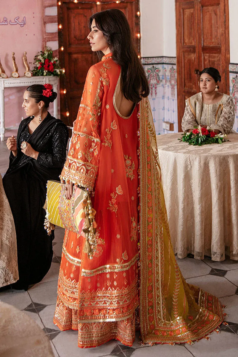 Orange Dress Pakistani in Wedding Gharara Kameez Style