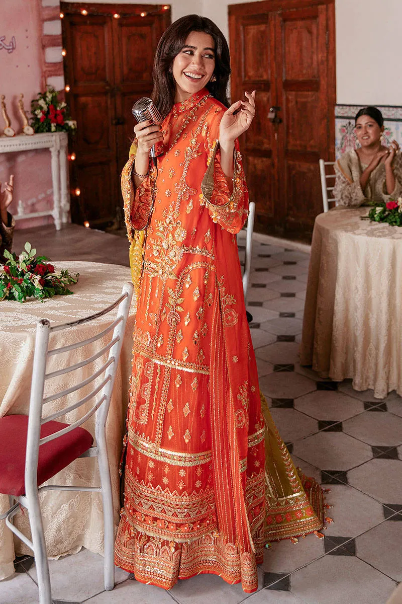 Orange Dress Pakistani in Wedding Gharara Kameez Style
