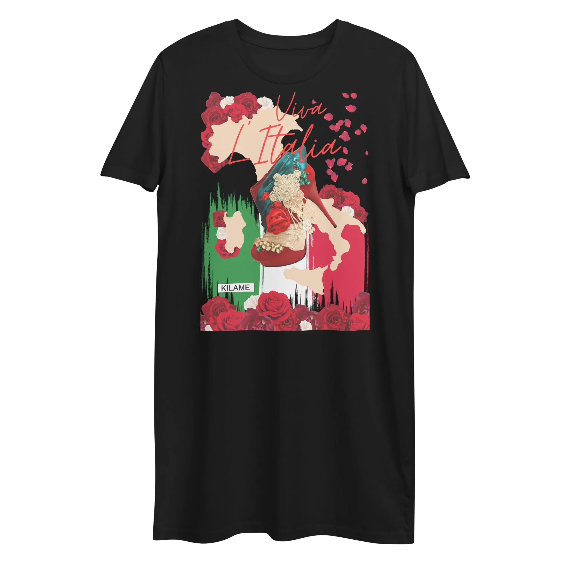 Organic cotton t-shirt dress 'Viva l'Italia'