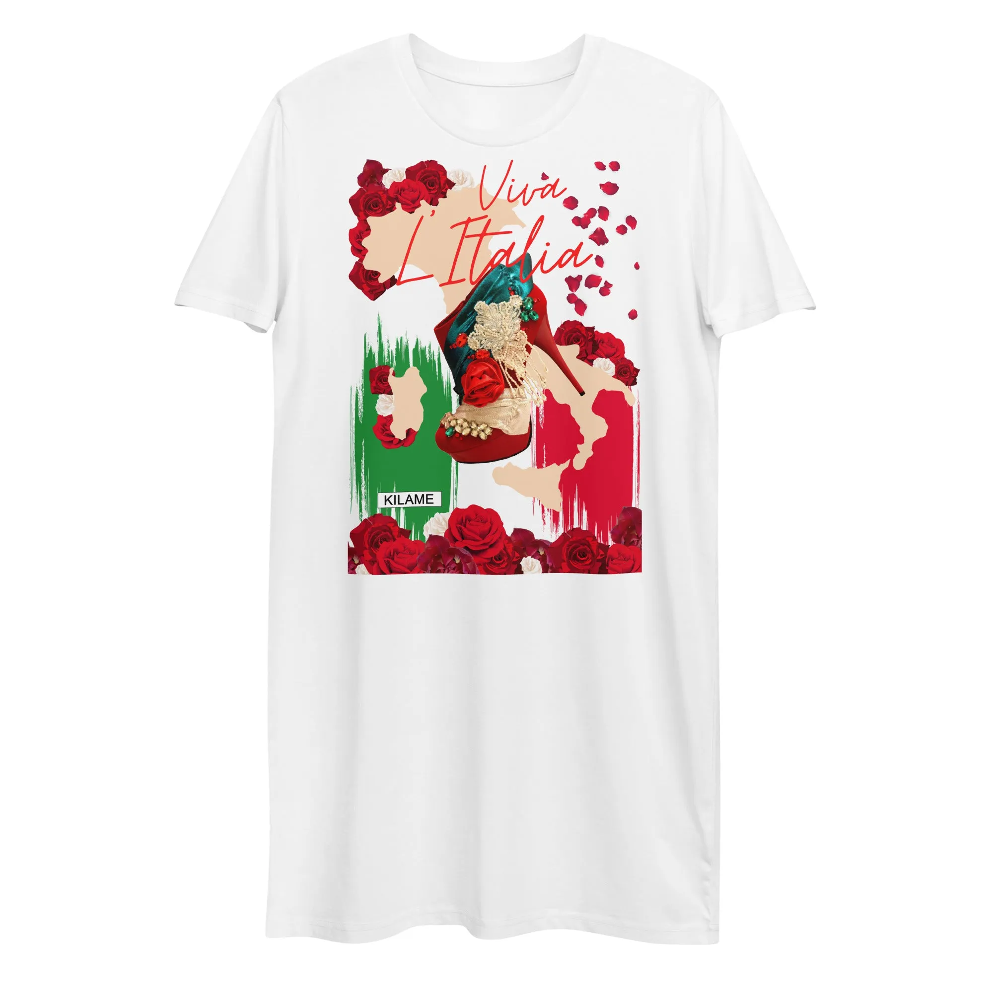 Organic cotton t-shirt dress 'Viva l'Italia'
