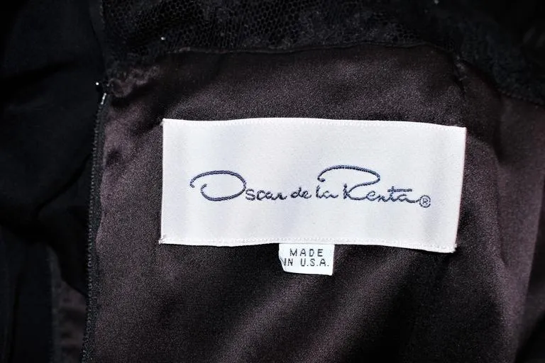 OSCAR DE LA RENTA Black Chiffon Lace Cocktail Gown Size 12