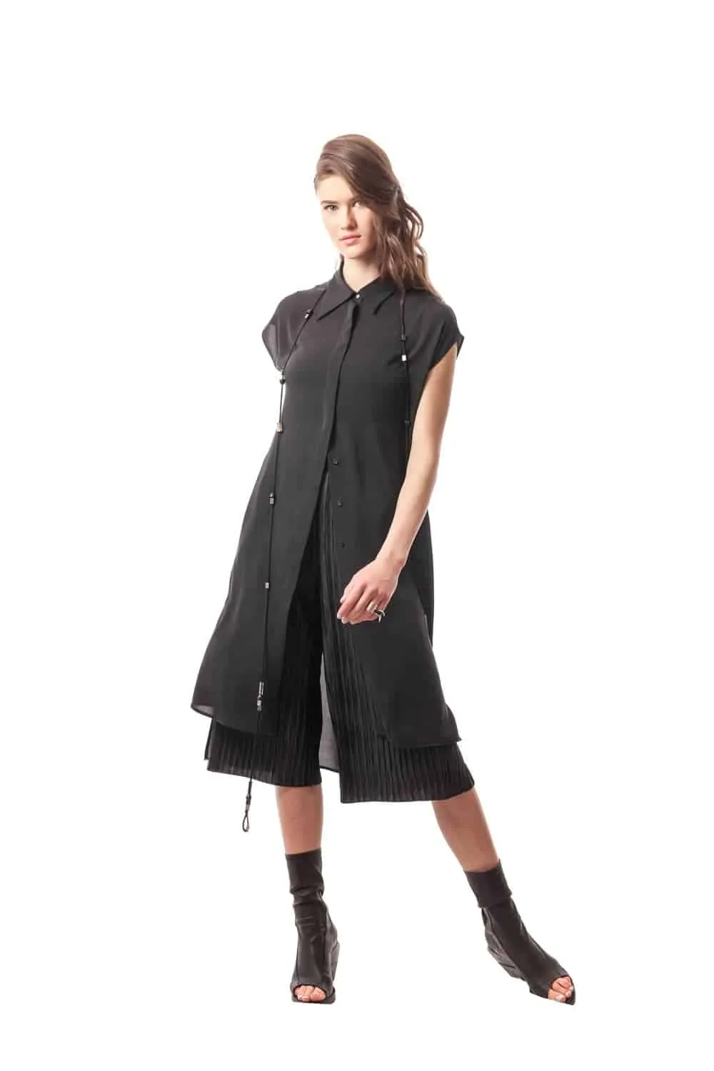 Ottaviano Silk Button-Down Overlay Dress
