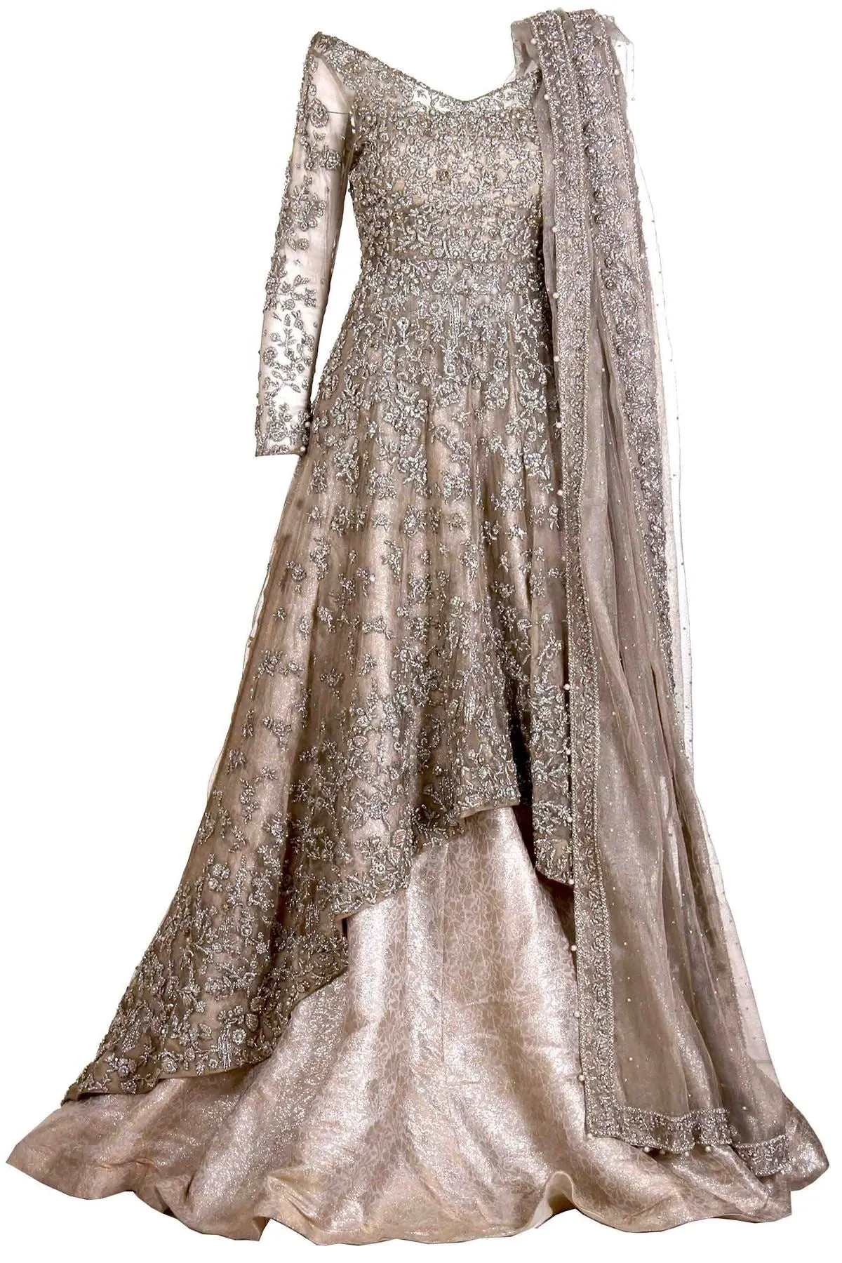 Pakistani Wedding Dress In Kundan Net # B2056