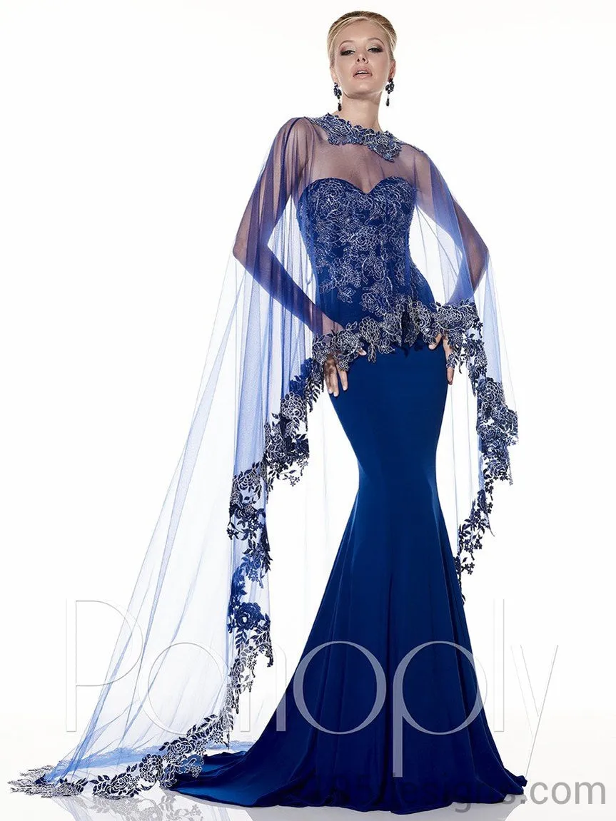 Panoply Pageant 44295 Strapless Jersey Gown with Body Veil Wedding Dress