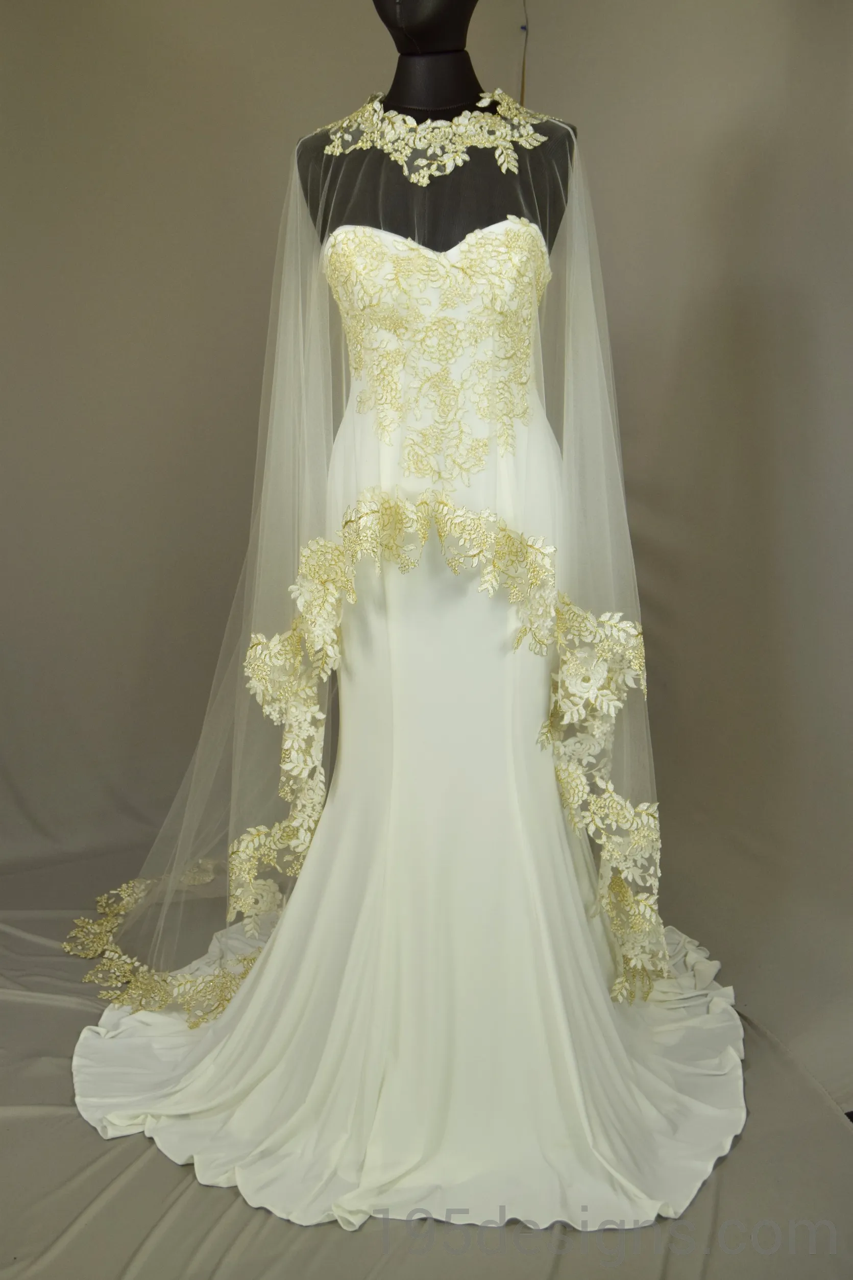 Panoply Pageant 44295 Strapless Jersey Gown with Body Veil Wedding Dress