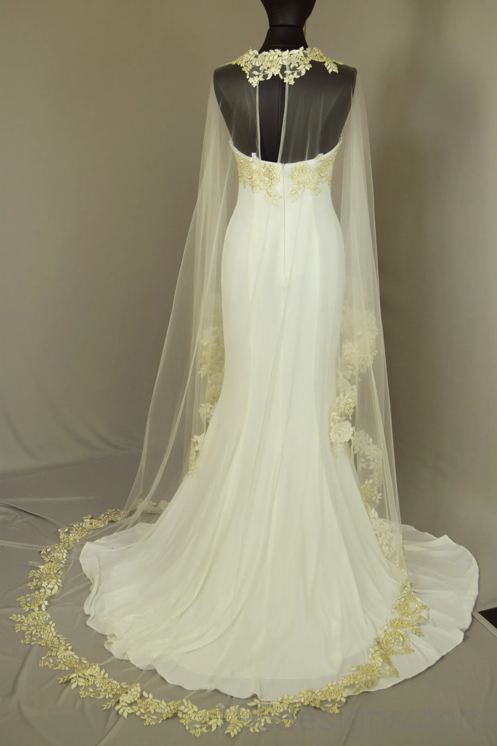 Panoply Pageant 44295 Strapless Jersey Gown with Body Veil Wedding Dress