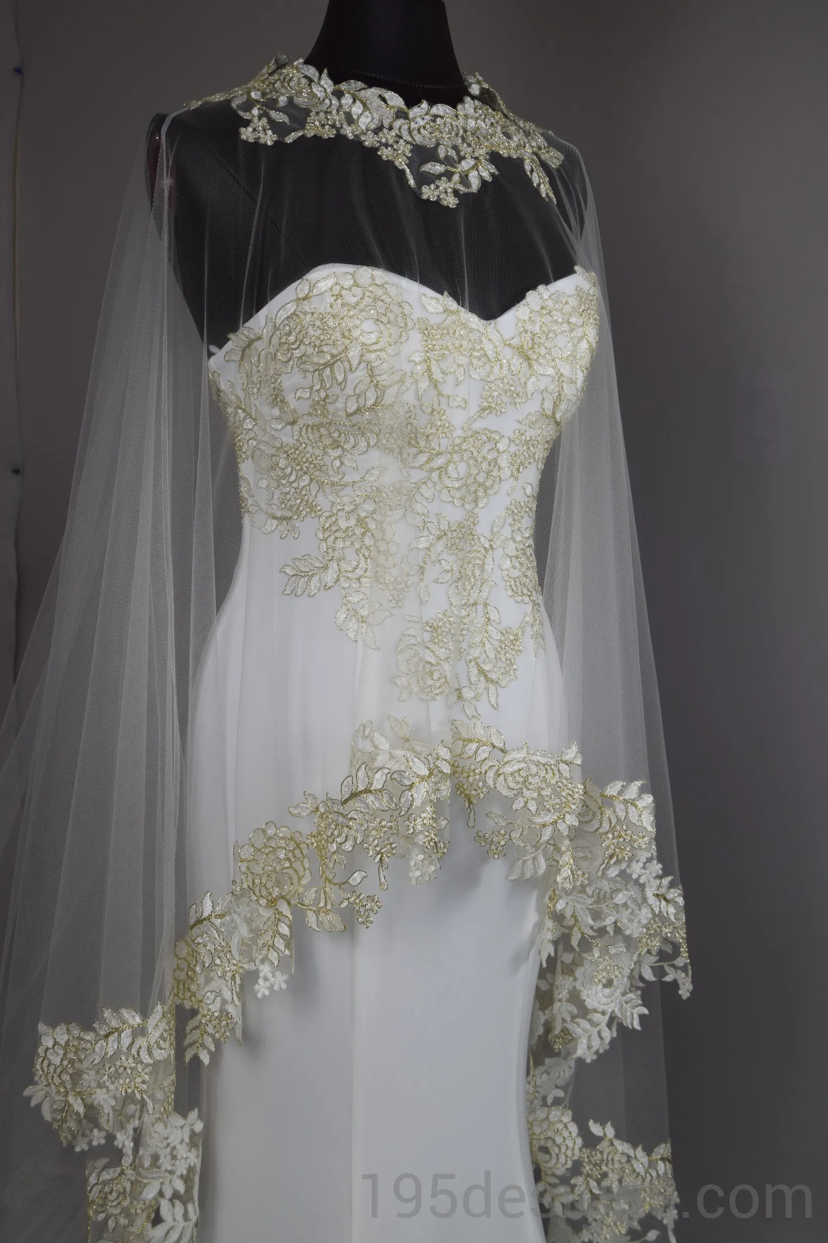 Panoply Pageant 44295 Strapless Jersey Gown with Body Veil Wedding Dress