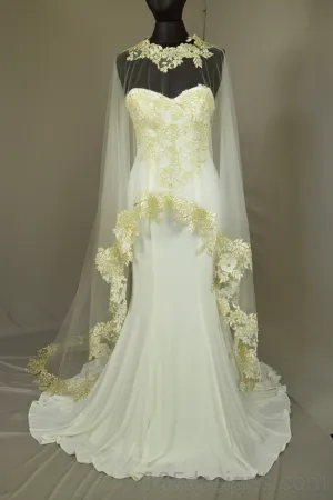 Panoply Pageant 44295 Strapless Jersey Gown with Body Veil Wedding Dress