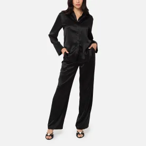 Pantalon de vestir   Camisa de botones de Satin (Black)