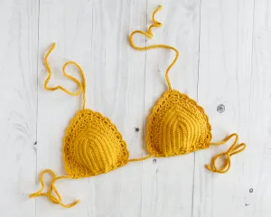Papaya Triangle Crochet Bikini Top
