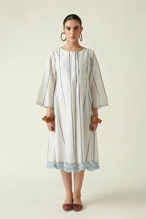 Payal Pratap   I   Hoggs Hollow Willie Dress with Yoke Cotton Silk Ecru Transition Edit 4SB-116