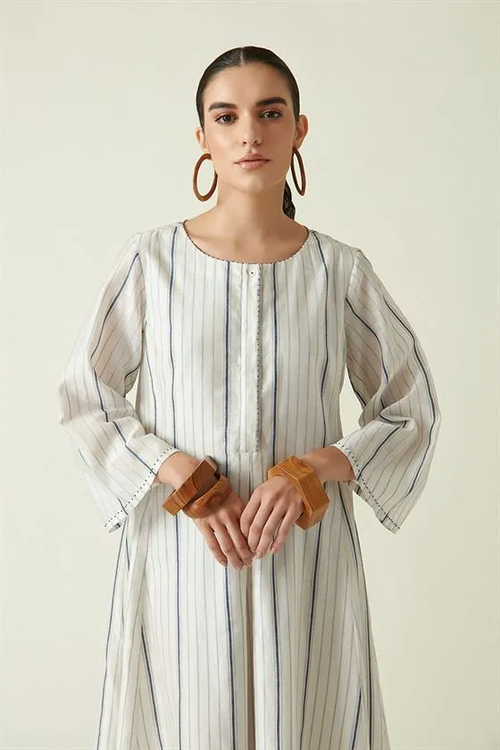 Payal Pratap   I   Hoggs Hollow Willie Dress with Yoke Cotton Silk Ecru Transition Edit 4SB-116